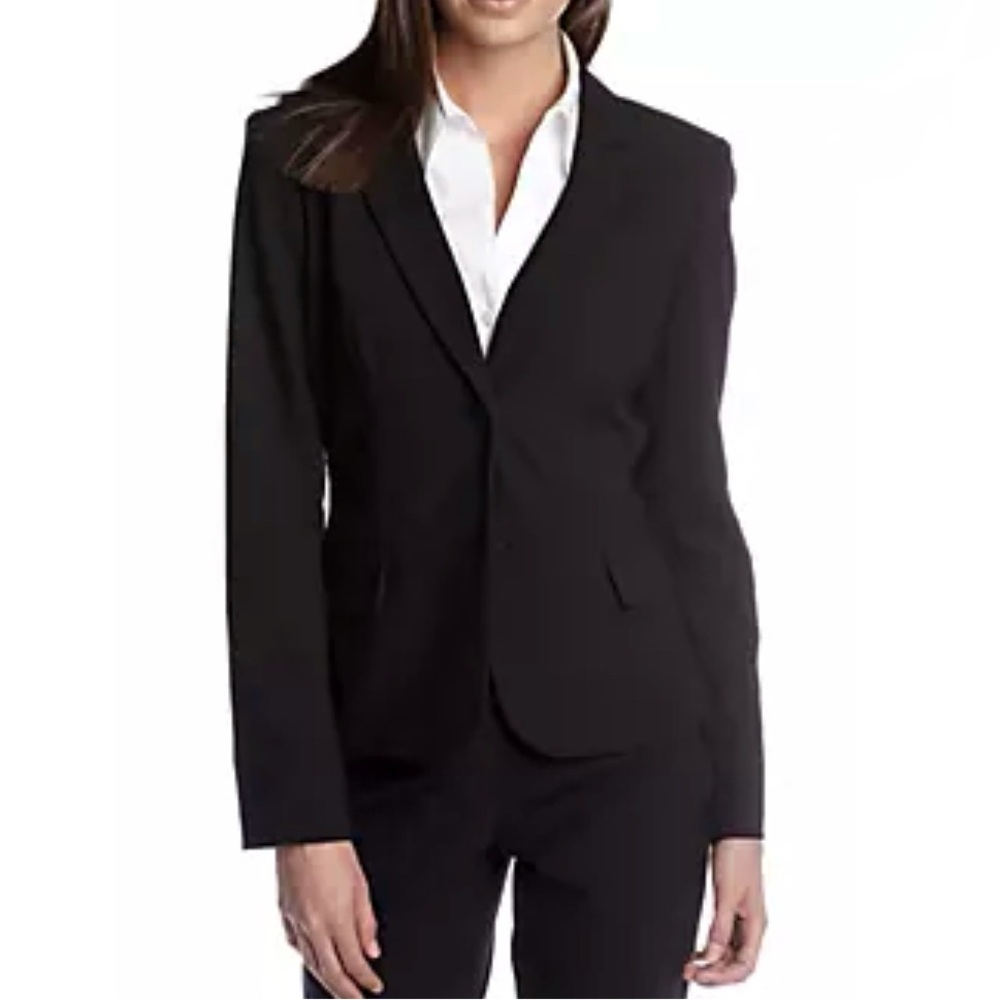 Calvin Klein Black Two Button Notch Collar Blazer Career Minimalist NWT-10
